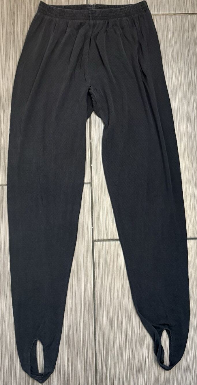 LL Bean Silk Pointelle Stirrup Base Layer Elastic Waist Women’s Medium Black